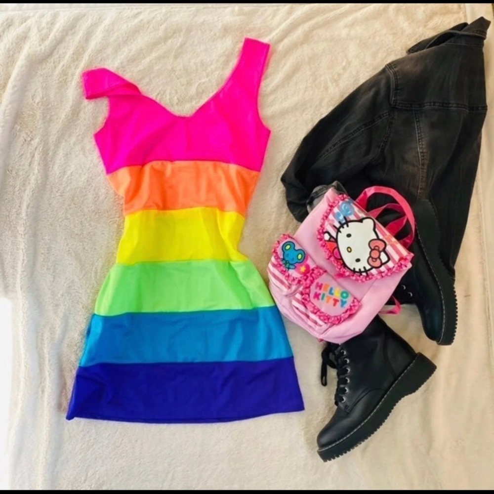 Striped Rainbow Bodycon Dress